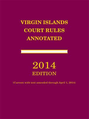 cover image of Virgin Islands Court Rules Annotated